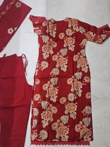 Maroon Red Kurta Set with Dupatta