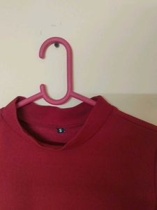 Maroon Mock Neck T-Shirt