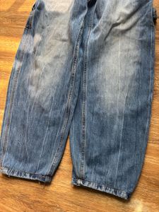 balloon carpenter blue jeans with adjustable belt