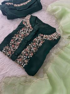 Embellished Emerald Green Kurta Set