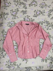 Chic Striped Button-Up off-shoulder Blouse