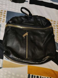 Black Faux Leather Backpack