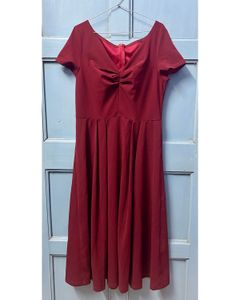 Urbanic Maroon Ruched Fit & Flare Dress