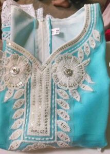 Girl's Blue Embroidered Salwar Kameez