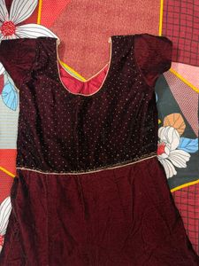 Elegant Maroon Embroidered Gown
