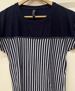 Navy Blue Top With Which Lines Near Neck