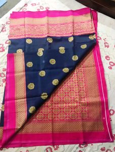 Blue & Pink Lightwaight Silk Saree