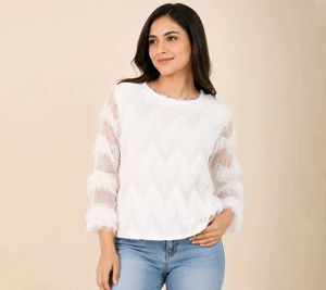 White Fringed Top