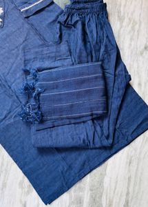 Stylish Blue Kurta Set with Embroidery