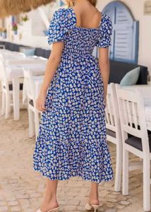 Blue Floral Midi Dress