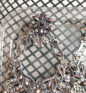 Ethnic Oxidised Silver Earrings