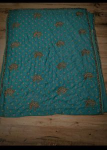 y2k Paisley sea green zari work Saree