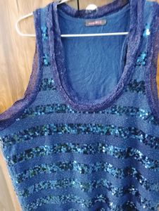 Deep Front Sequence Halter Top Dress