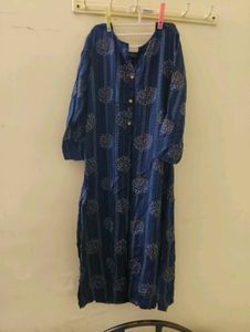 Blue Printed Cotton Kurta