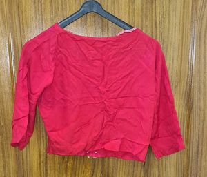 Red Embroidered crop top