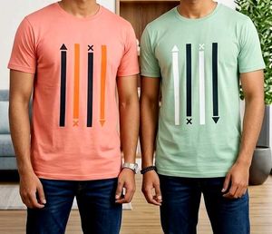 Men's set of 2 Graphic T-Shirts Pink & Green