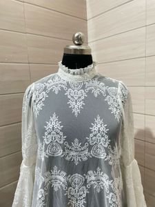 Sheer White Lace Bell Sleeve Top