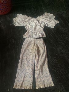 Cute Floral Crop Top and Palazzo Set