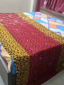 Vibrant Printed Saree with Embellishments