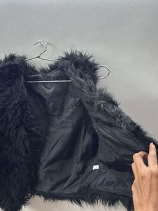 Black Wolf Fur Jacket Sleeveless Fancy Jacke