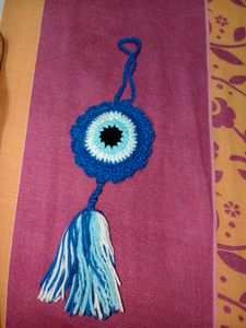 Crocheted Evil Eye Tassel Bag charm
