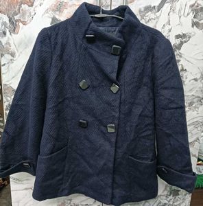 Elegant ☃️☃️Navy Blue Cropped Coat