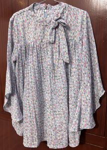 Floral Tie-Neck Blouse