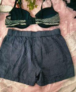 Chic Black &amp; White Polka Dot Bra with shorts