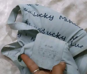 Light Blue Sports Bra with Lucky Mihua's Print