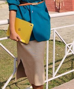 Classic Midi Woolen Skirt