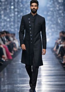Elegant Black Sherwani Style Kurta Set