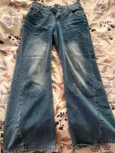 Wide Leg Blue Denim Jeans