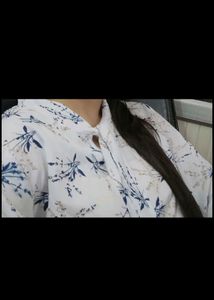 White Top With Blue Flowers