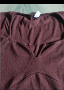 Maroon V-Neck Knit Top