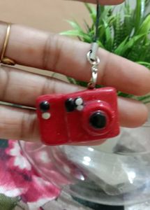 Handmade Cute Red Camera Keychain Charm