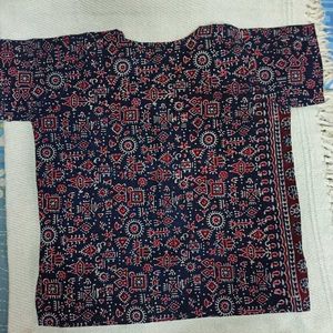 Ajrakh Print Dyed Cotton Tops (Combo of 3)