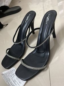 Shezone Black Embellished Heels