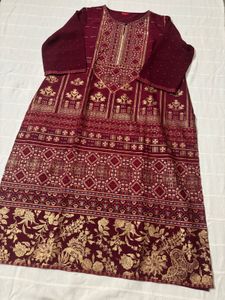 🆕W Maroon Kurta with Stunning Sleeves