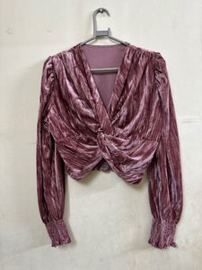 Crushed Velvet Twist Front Top