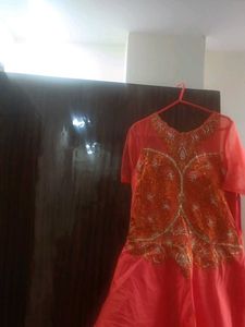 Stunning Orange Ethnic Gown