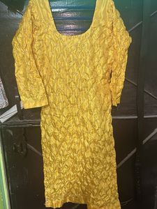 Vibrant Yellow Embroidered Kurti