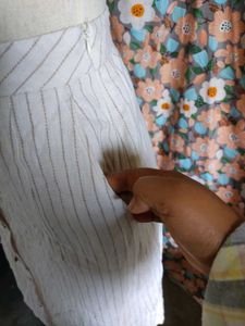 Striped Button-Down Midi Skirt