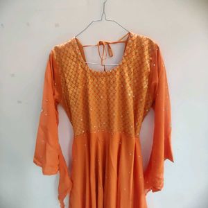 Elegant Orange Embellished Gown