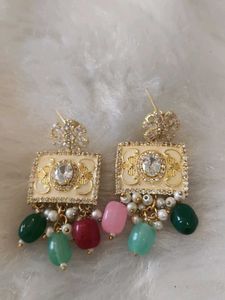 Elegant Dangle Earrings with Gemstones