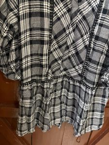 Chic Plaid Mini Dress with Black Trim