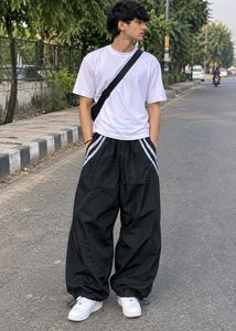 Stylish Black Wide Leg Track Pants