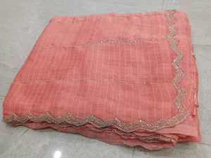 Elegant Peach Embroidered Saree