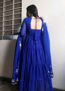 Elegant Royal Blue Tiered Gown