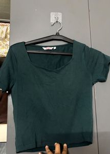 Teal Square Neck Cap Sleeve Top