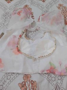 Beautiful Floral Saree with bollywood stylish blou